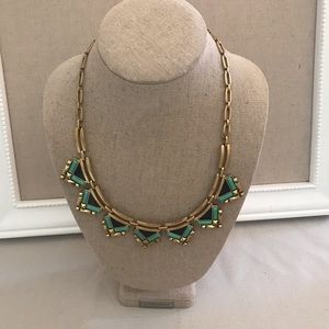 17inch Art Deco necklace Stella & Dot gold &green